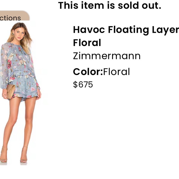Zimmerman Havoc Floating Layer Floral Playsuit Romper - Picture 4 of 6